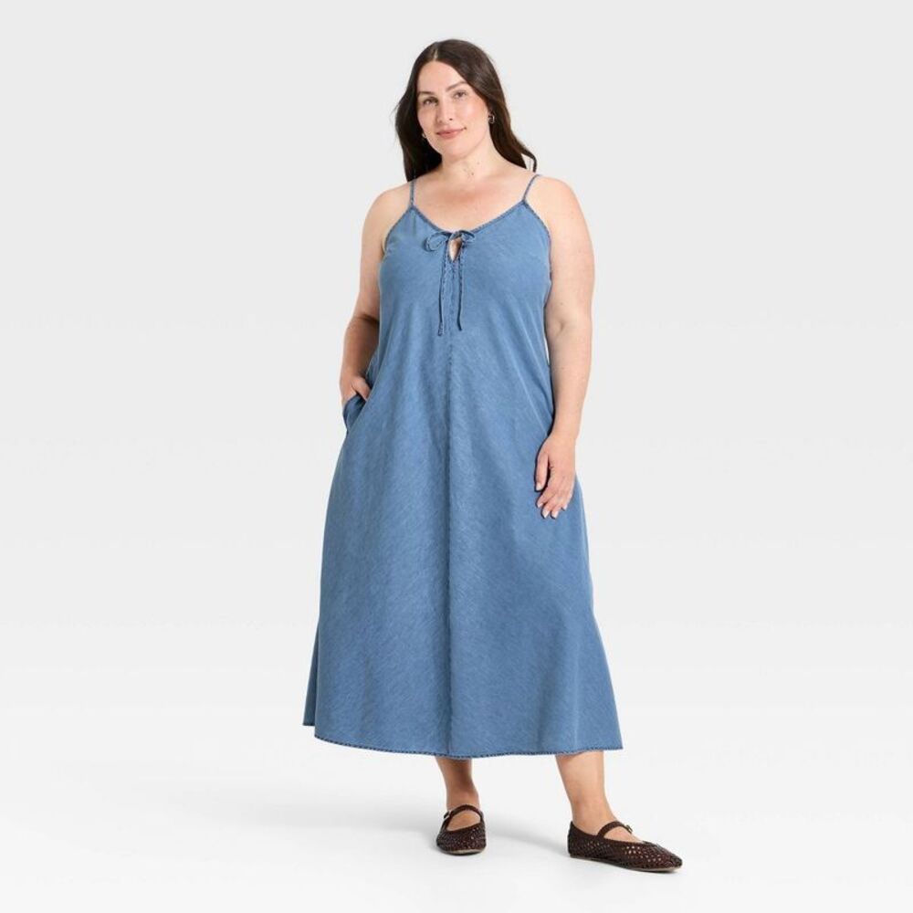 Women's Chambray Maxi Sundress - Universal Thread Blue XXL